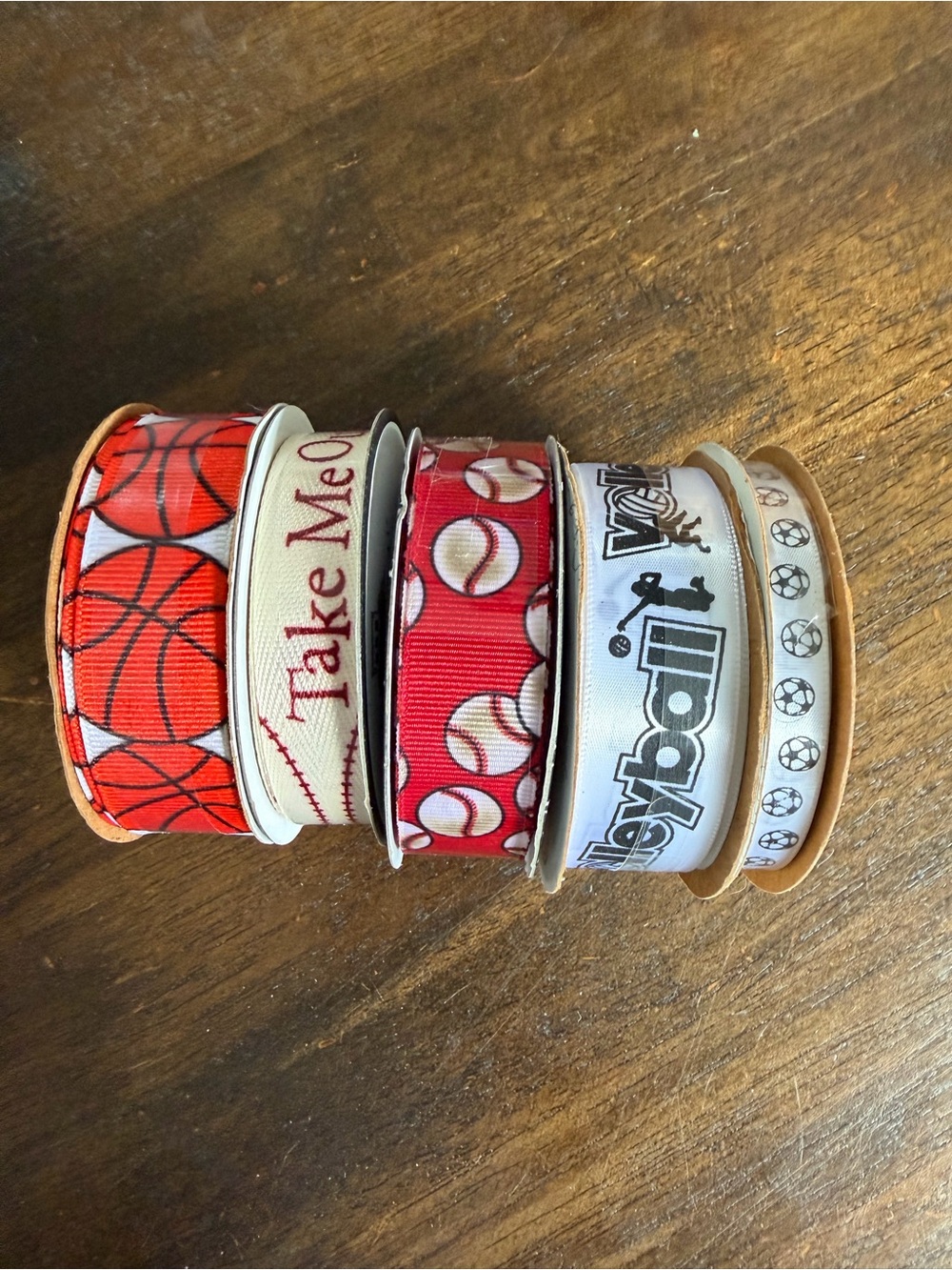 Hobby Lobby Sports Ribbon Set - Red, White, Cream